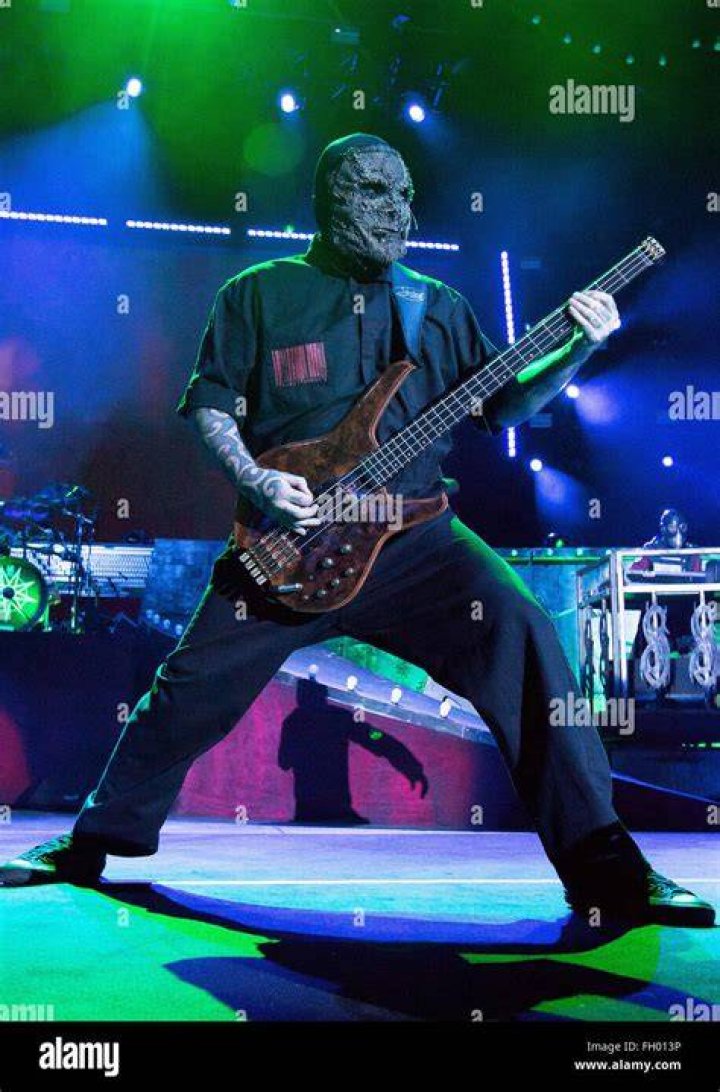 Alessandro Venturella performing live with Slipknot showing his tattoos.
