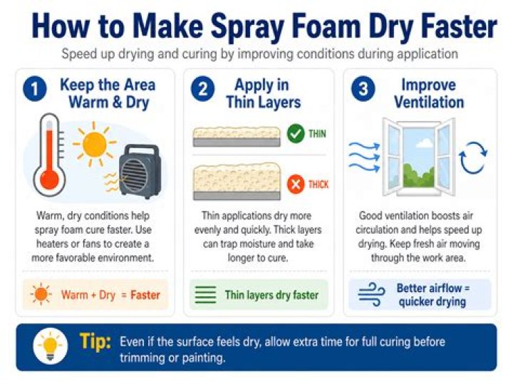 How do you make spray foam dry faster?