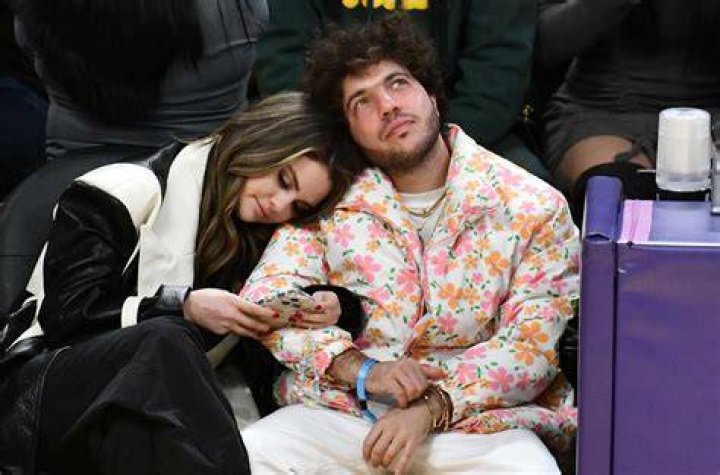 Selena Gomez and Benny Blanco attend a basketball game between the Los Angeles Lakers and the Miami Heat at Crypto.com Arena on January 03, 2024 in...